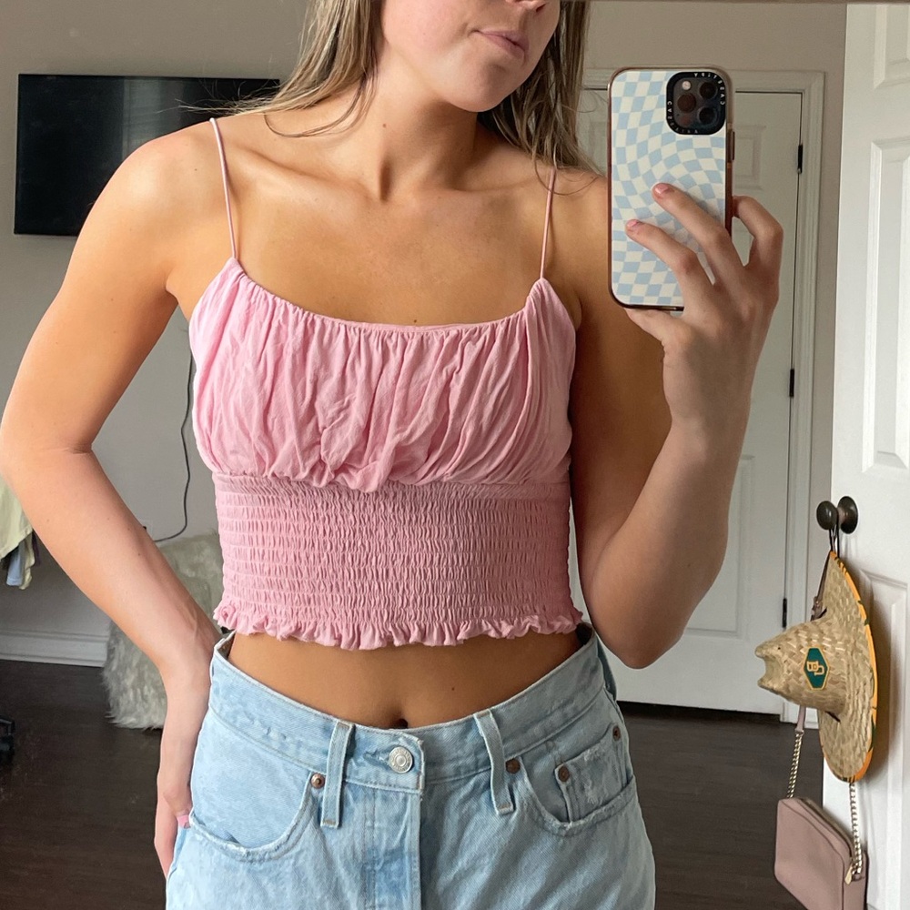 Ribbed and Scrunch Cropped Tank Top